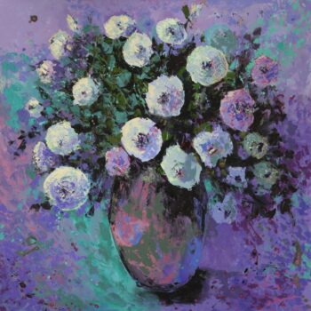 Bílé a fialové květy - Vladimir Domničev - acrylic painting