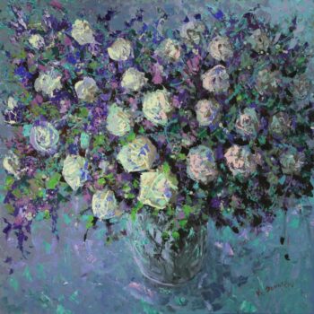 Bílo fialové květy - Vladimir Domničev - acrylic painting