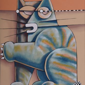 Chat et balle - Manuel Martinez - acrylic painting