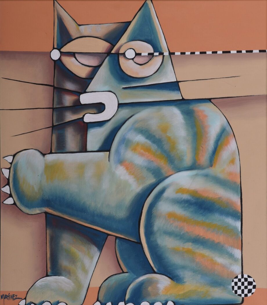 Chat et balle - Manuel Martinez - acrylic painting