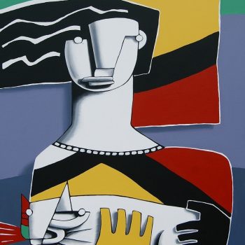 Femme au chat - Manuel Martinez - acrylic painting