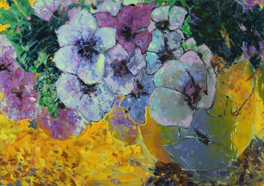 Fialové květy - Vladimir Domničev - acrylic painting