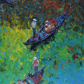 Gondolas in Venice - Vladimir Domničev - acrylic painting
