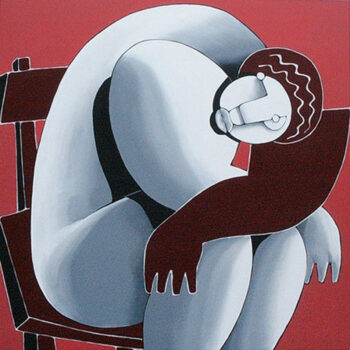 Jeune homme assis - Manuel Martinez - acrylic painting