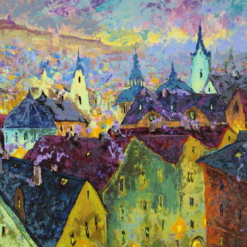 Pražské střechy - Vladimir Domničev - acrylic painting