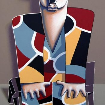 Sitting girl - Manuel Martinez - acrylic painting