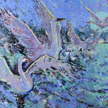 Swans Arrived - Vladimir Domničev - acrylic painting