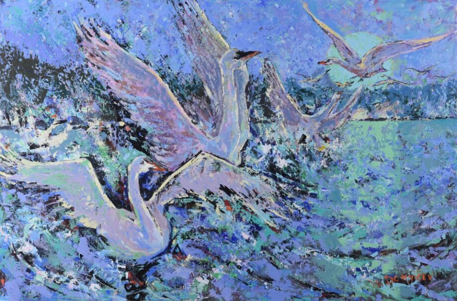 Swans Arrived - Vladimir Domničev - acrylic painting