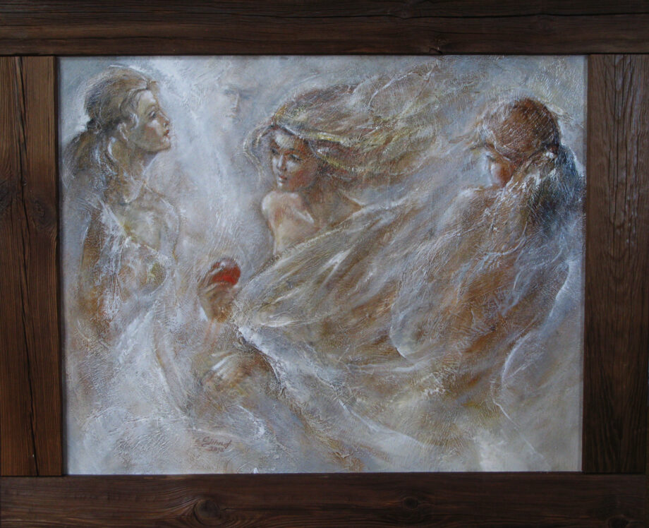 Červené jabĺčko - Cyril Uhnák - combined painting