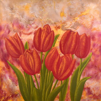 Červené tulipány - Mária Markus - acrylic painting