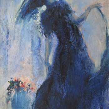 Modrý klobúk - Cyril Uhnák - combined painting