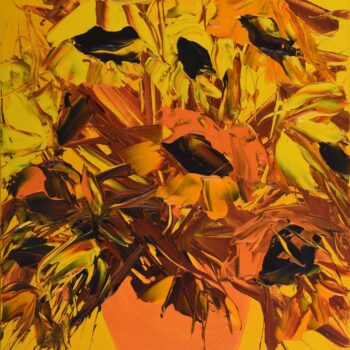 Slunečnice v oranžové váze - Josef Valčík - acrylic painting