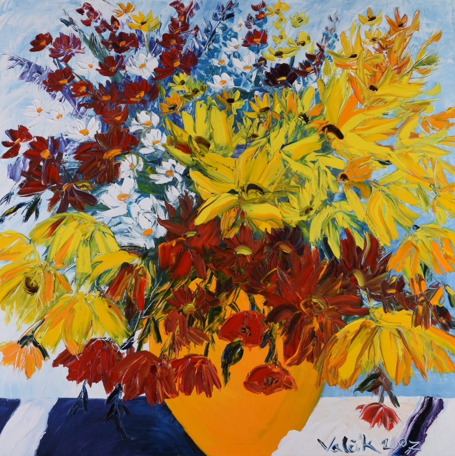 Žluté květy - Josef Valčík - acrylic painting