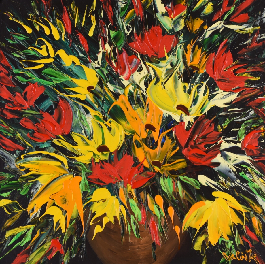 Žlutočervená kytice - Josef Valčík - acrylic painting