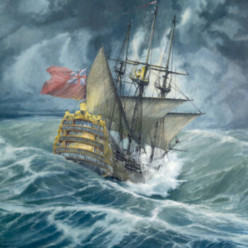 Poslední okamžiky HMS Vicotory dne 4. září 1744 - Václav K. Killer - oil painting